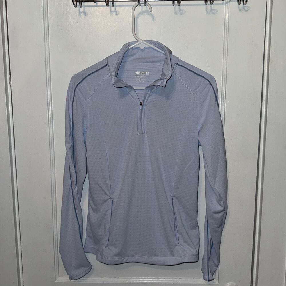 New Mondetta Women's Active 1/4 Zip Long Sleeve Top Blue size S